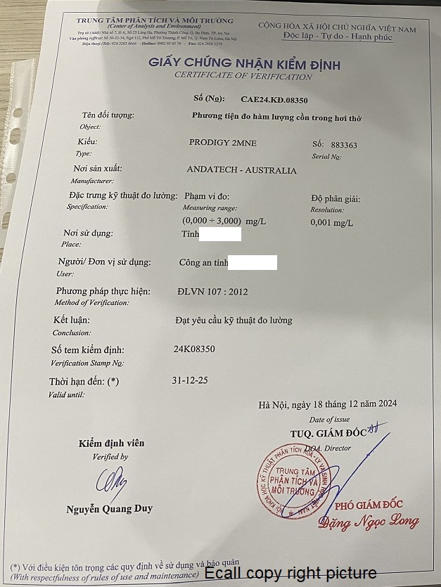 Giấy chứng nhận kiểm định có giá trị pháp lý để xử phạt