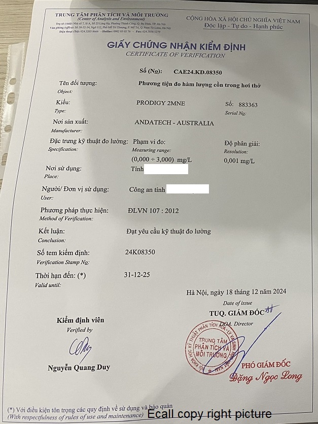 Giấy chứng nhận kiểm định, có giá trị pháp lý xử phạt